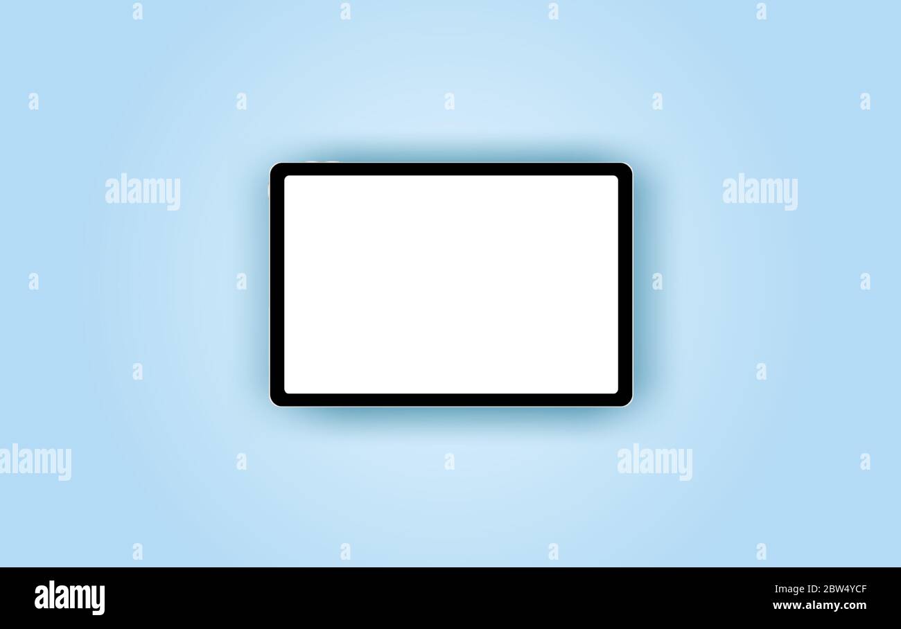 Realistic Tablet computer with blank white screen isolated on blue   paper cut and craft  up Responsive screens to  display Stock Vector Image & Art - Alamy