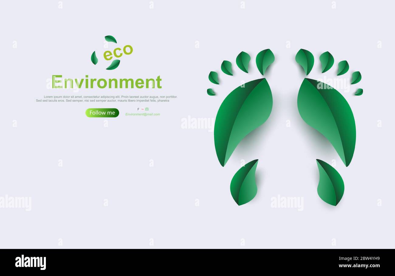 Image showcasing Eco Environment background.Creative Footprint with leaf plant concept ...