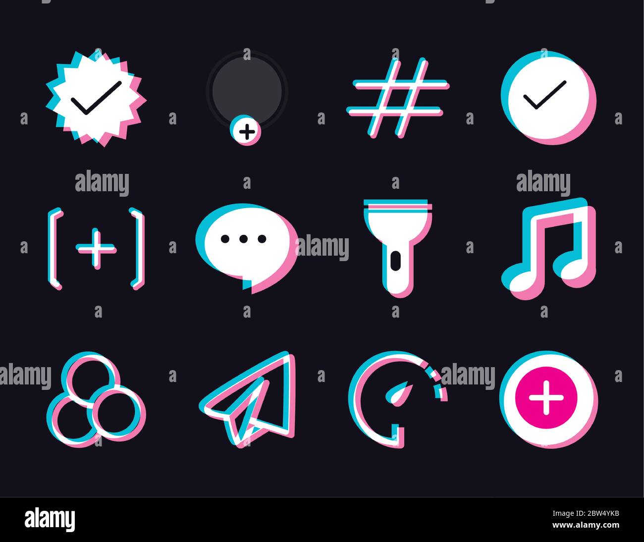 Tik Tok Lighten Style Icon Set Design Social Media App And Multimedia Theme Vector Illustration Stock Vector Image Art Alamy