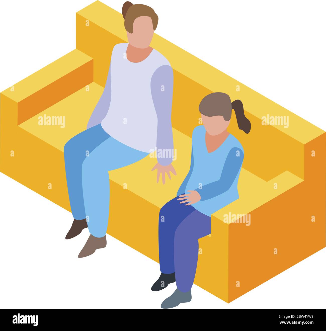 Girl at psychologist icon, isometric style Stock Vector