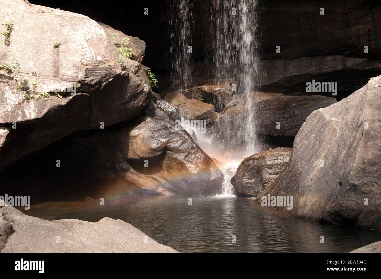 Eagle Falls and rainbow Stock Photo