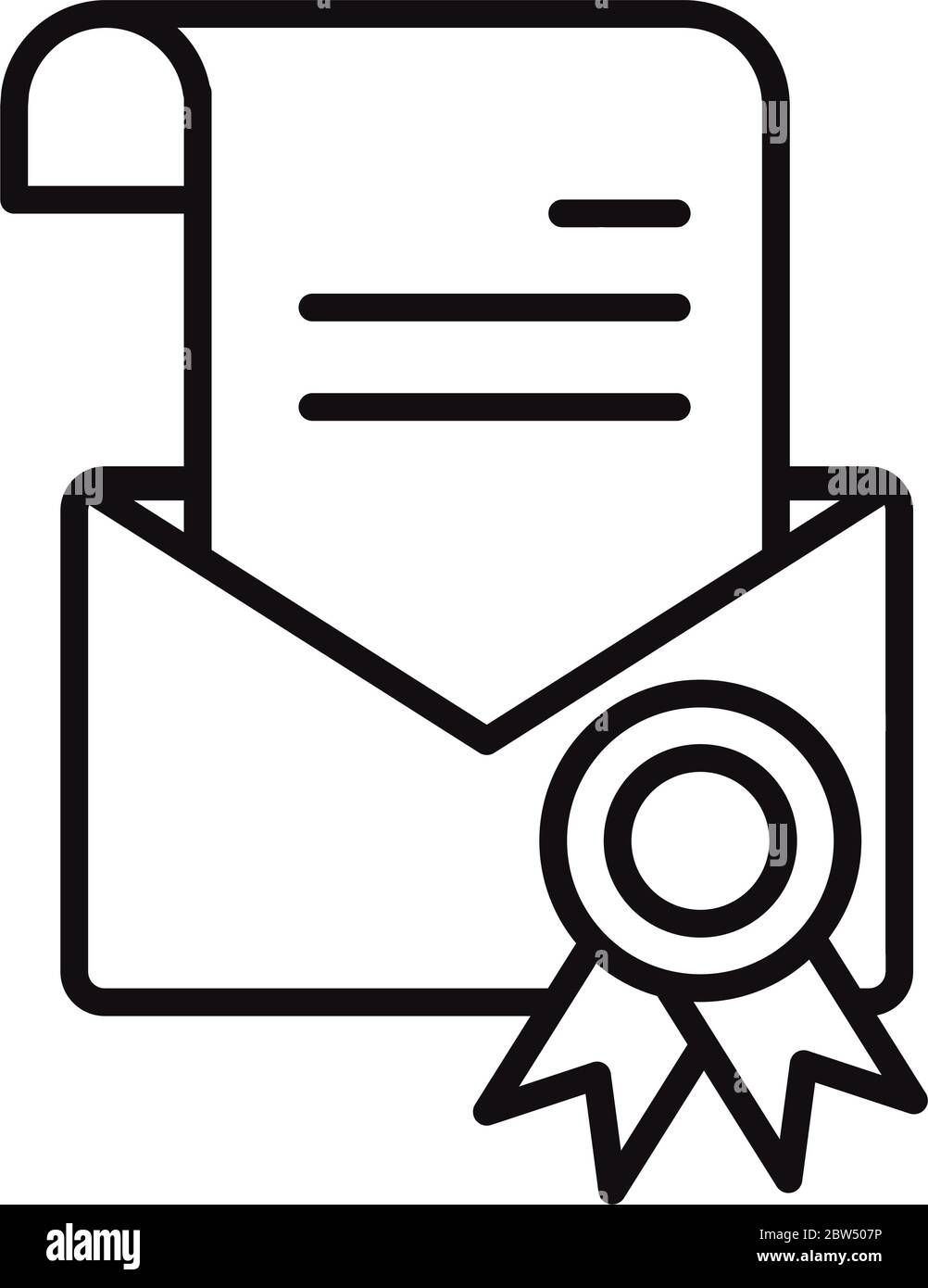 certificate email online education and development elearning line style icon vector illustration Stock Vector