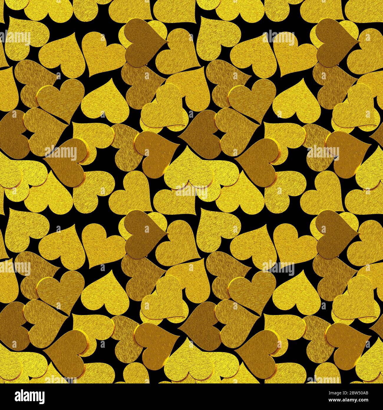 Seamless pattern of brushed and golden hearts on a black background ...