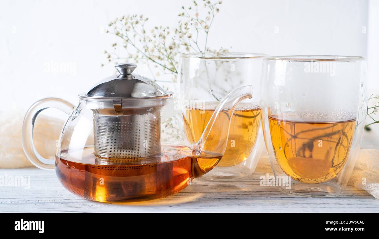 KuGuo Portable Travel Double Wall Glass Tea Set with Insulated Glass Teapot and 2 Insulated Glass Cups 