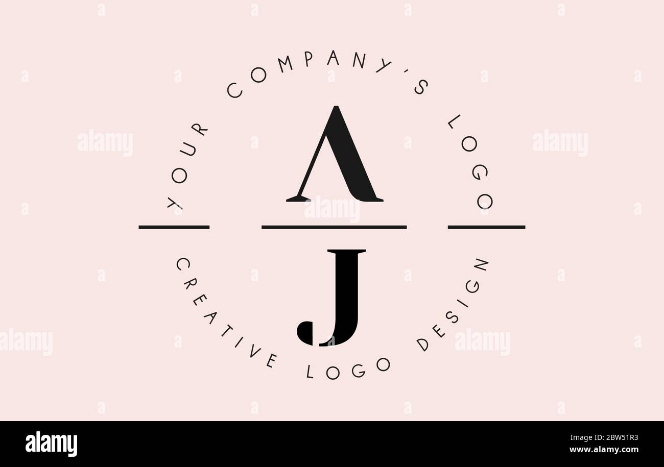 Letters AJ A J Logo set as a stamp or personal signature. Simple AJ Icon with Circular Name Pattern. Creative Vector Illustration with letters A and J Stock Vector