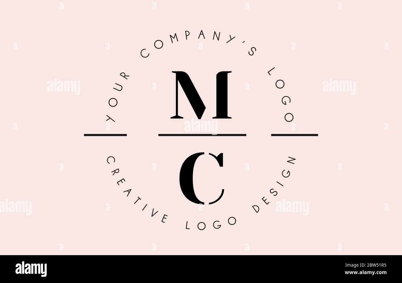 Letters MC M C Logo set as a stamp or personal signature. Simple MC Icon with Circular Name Pattern. Creative Vector Illustration with letters M and C Stock Vector