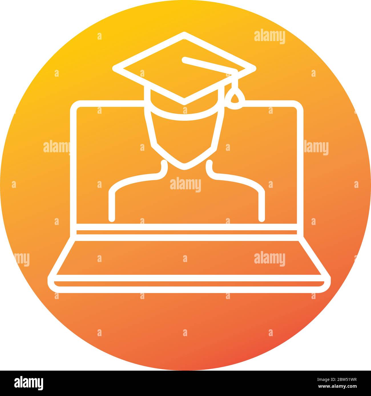 laptop student graduation hat online education and development elearning  gradient style icon vector illustration Stock Vector Image & Art - Alamy