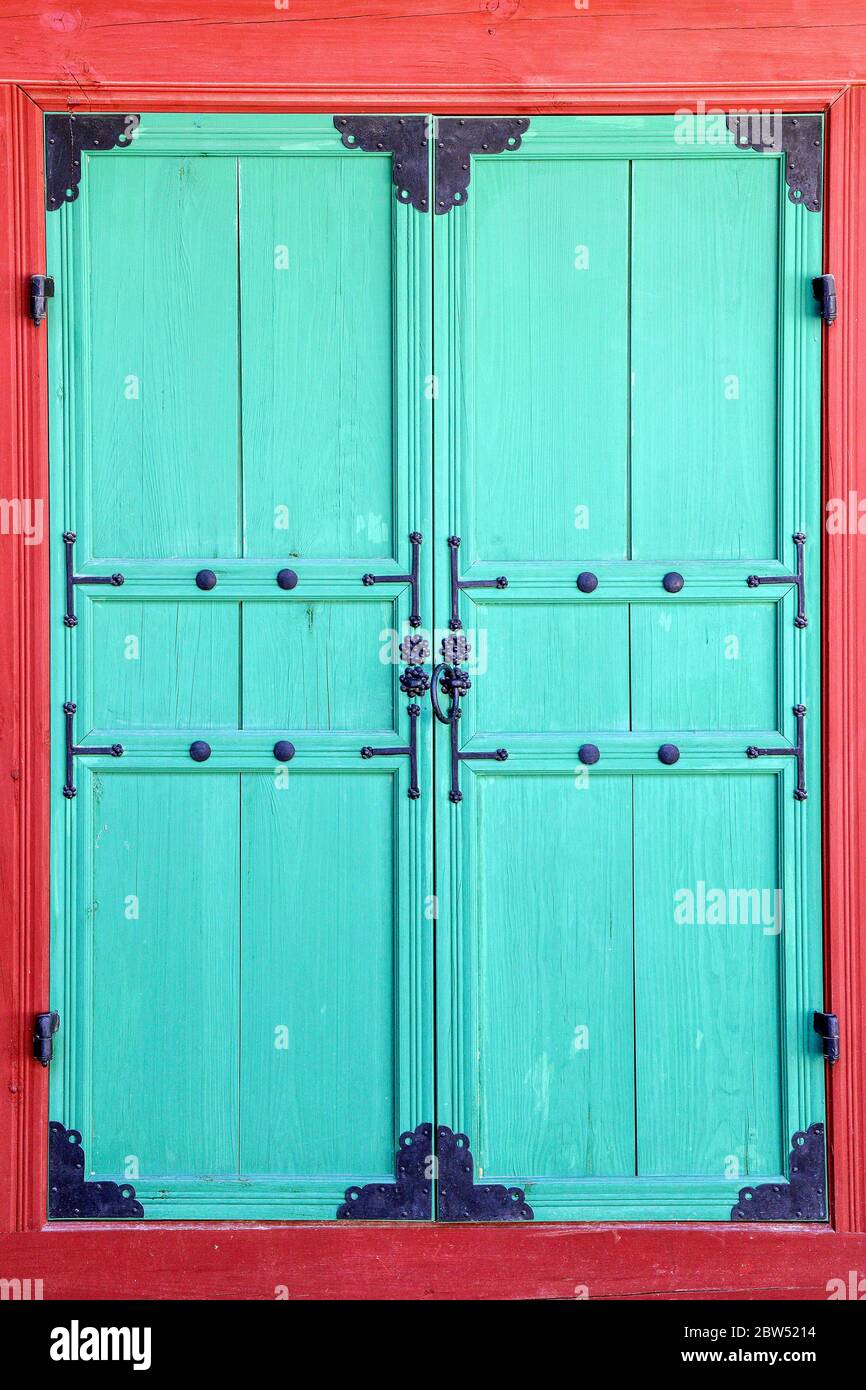 A door to one of storages at Gyeongbokgung Palace, South Korea Stock Photo