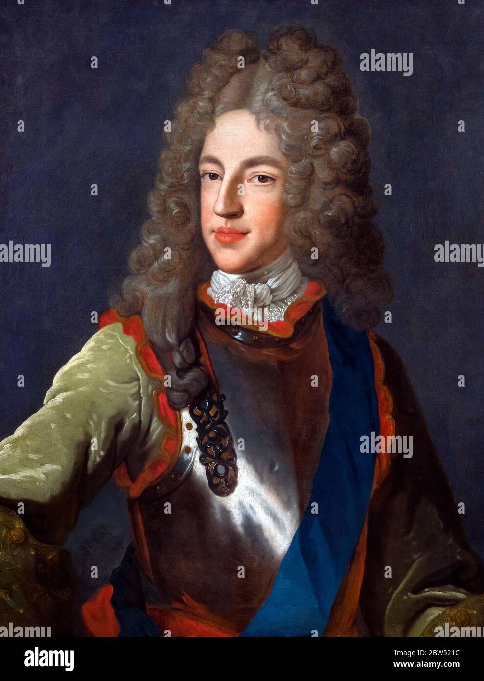Prince James Francis Edward Stuart (1688-1766), the Old Pretender, who made claims to the thrones of England and Scotland as James III and VIII. Portrait by Alexis Simon Belle, oil on canvas, c.1712 Stock Photo