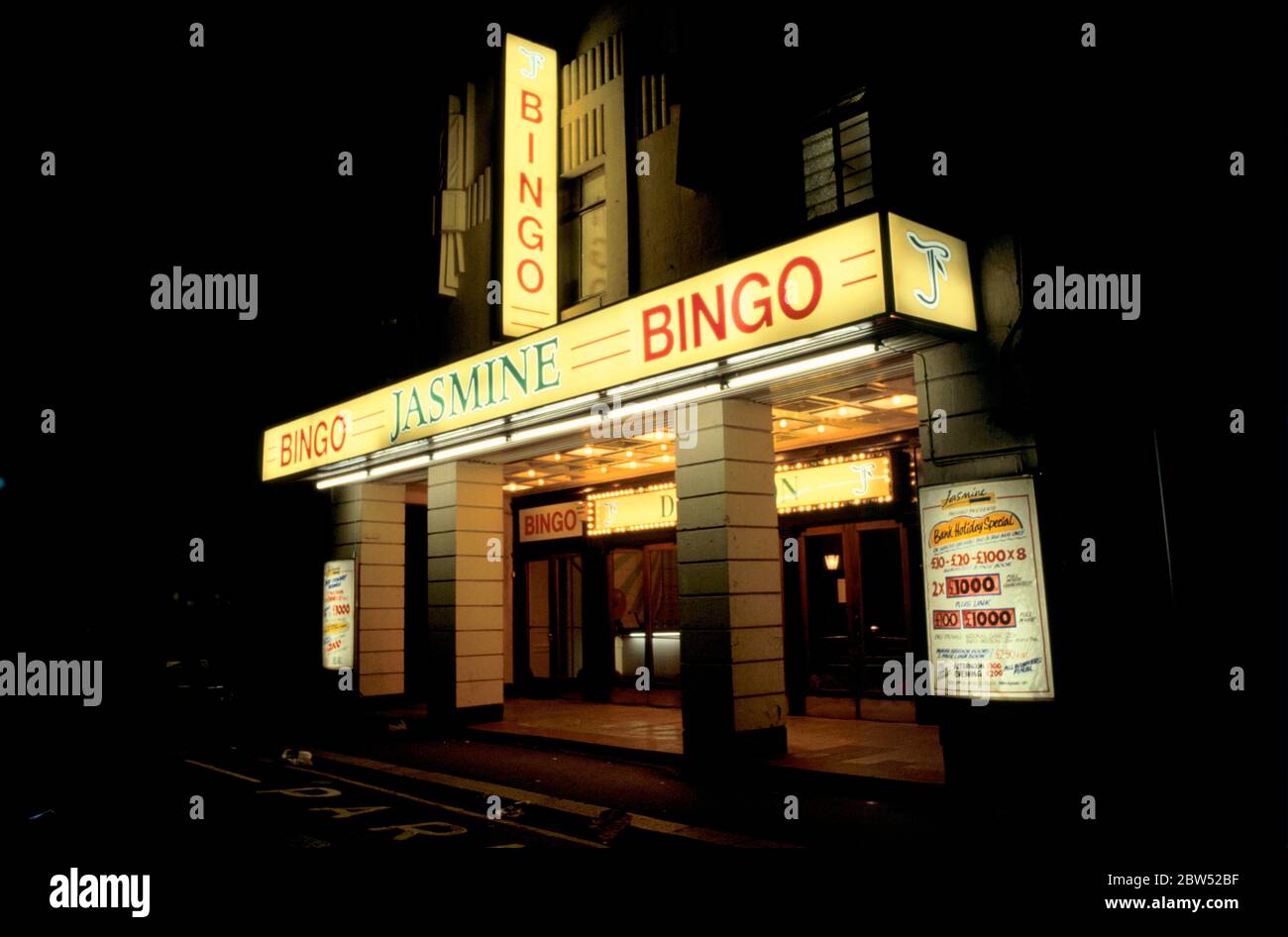 Bingo UK  The Jasmine Bingo Club exterior. north London. 1990s 90s Stock Photo