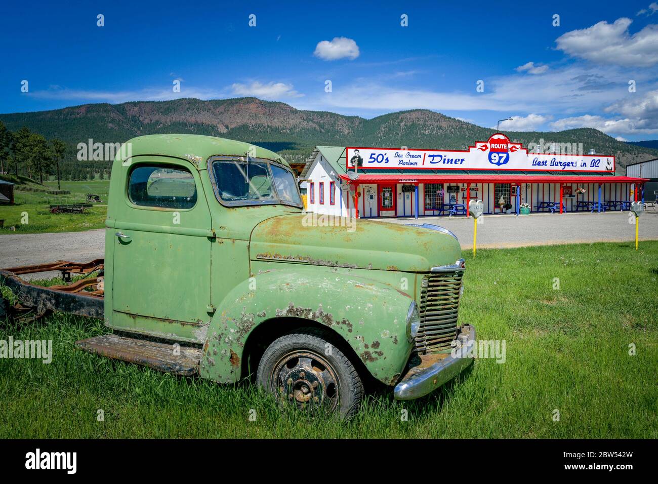 Route 97, 50's themed Diner, Ice Creal Parlour, Westwold, British Columbia, Canada Stock Photo