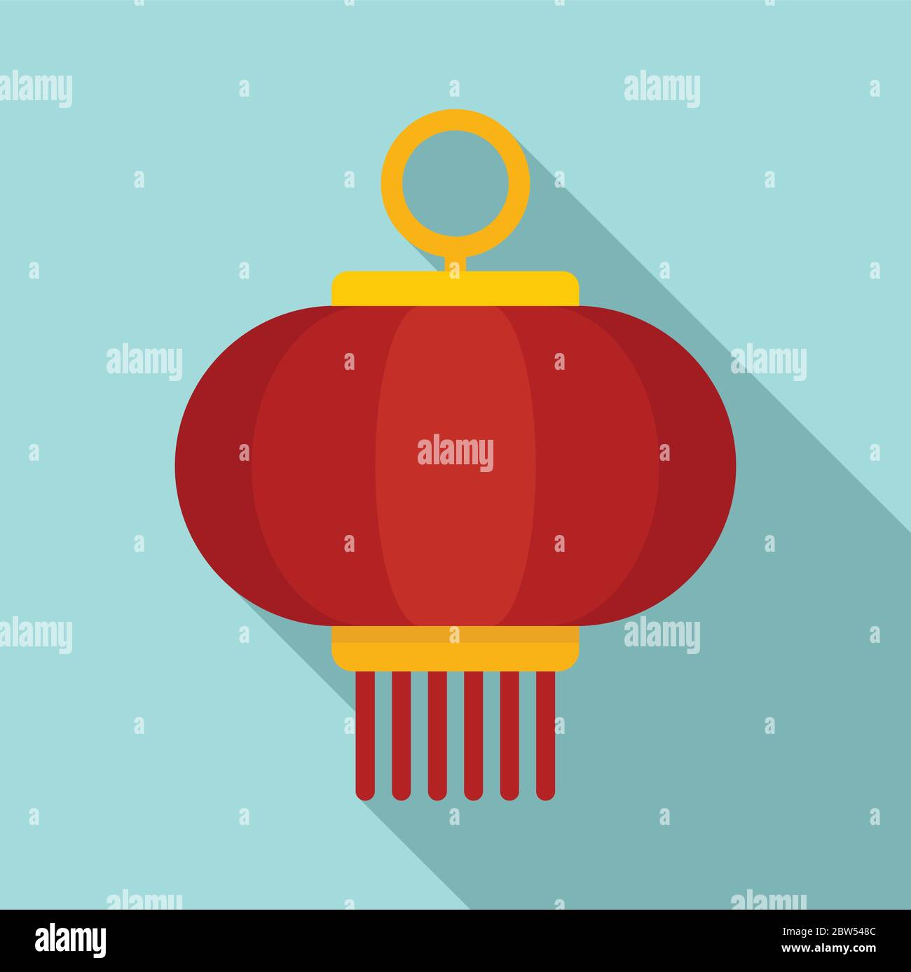 Hanging chinese lantern icon. Flat illustration of hanging chinese ...