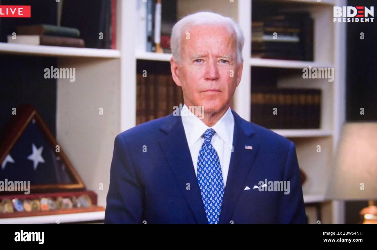Wilmington, Delaware, USA. 29th May, 2020. A screen grab of Vice President JOE BIDEN reacting to the death of GEORGE FLOYD while in police custody in Minneapolis. Credit: Brian Cahn/ZUMA Wire/Alamy Live News Stock Photo