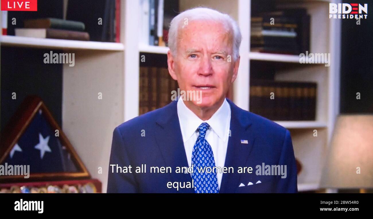 Wilmington, Delaware, USA. 29th May, 2020. A screen grab of Vice President JOE BIDEN reacting to the death of GEORGE FLOYD while in police custody in Minneapolis. Credit: Brian Cahn/ZUMA Wire/Alamy Live News Stock Photo