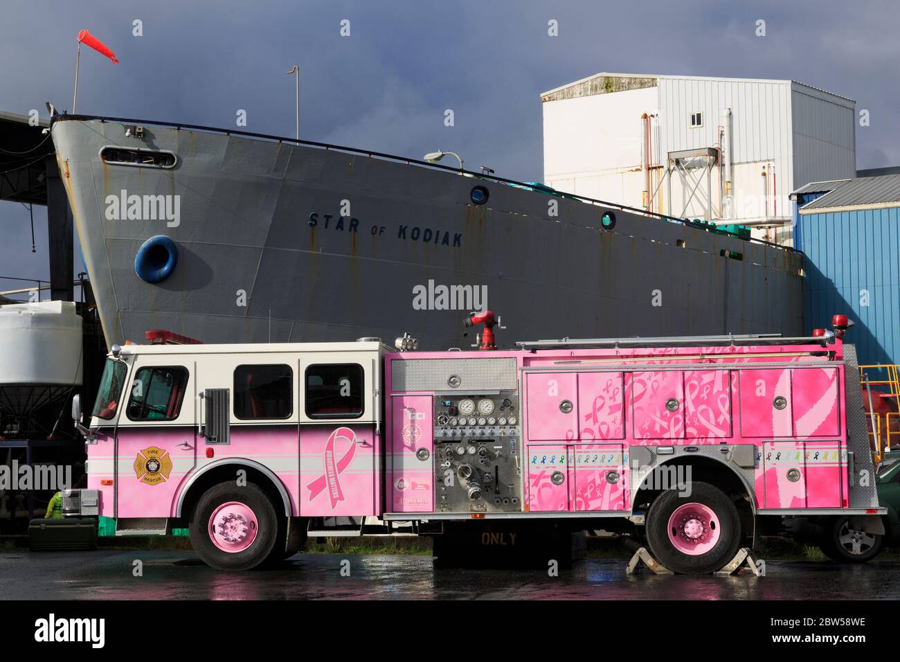 Fire Truck, Kodiak, Alaska, USA Stock Photo