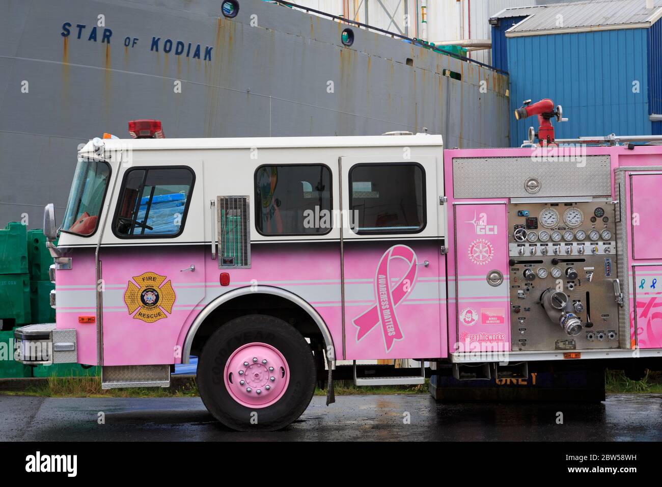 Fire Truck, Kodiak, Alaska, USA Stock Photo