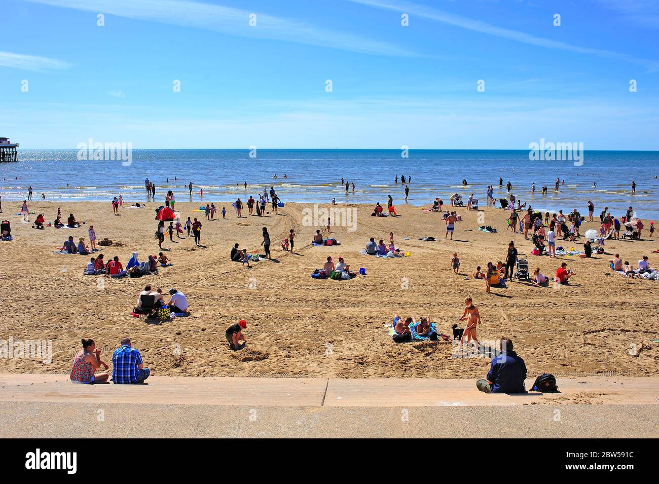 Blackpool Spring People flocked to Blackpool beach after lockdown restrictions eased and ...