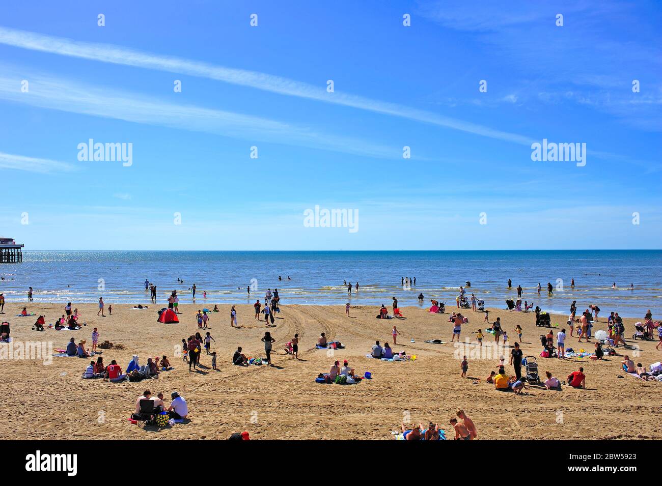 Blackpool Spring People flocked to Blackpool beach after lockdown restrictions eased and ...