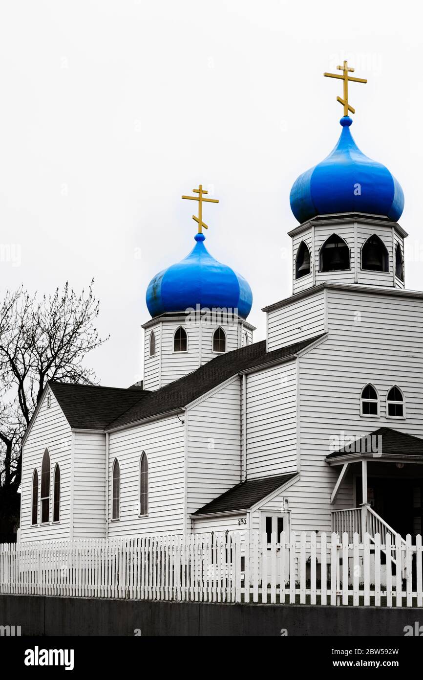 Russian Orthodox Church, Kodiak, Alaska, USA Stock Photo
