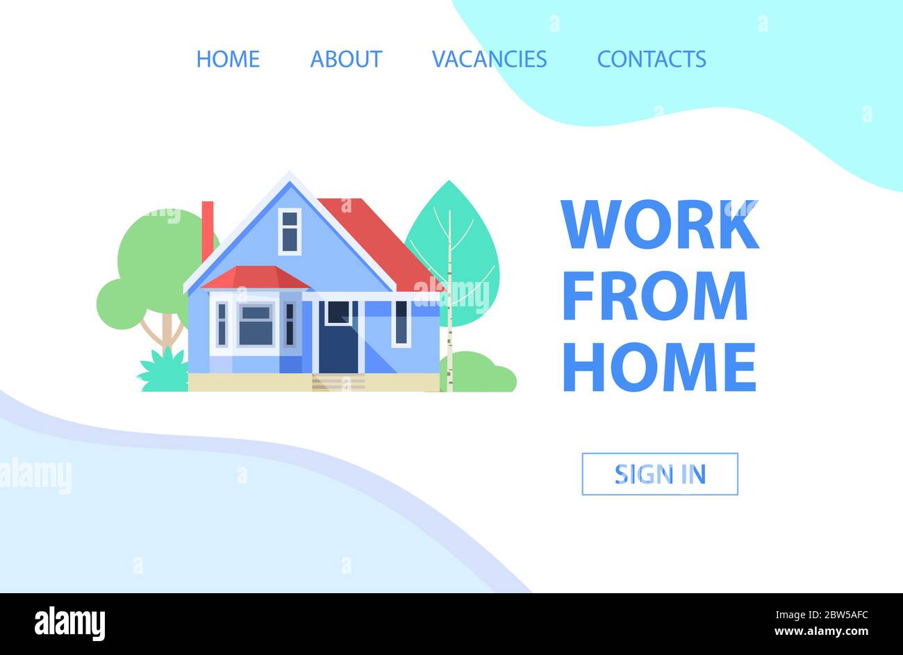 Work from home. Landing page. Stock Vector