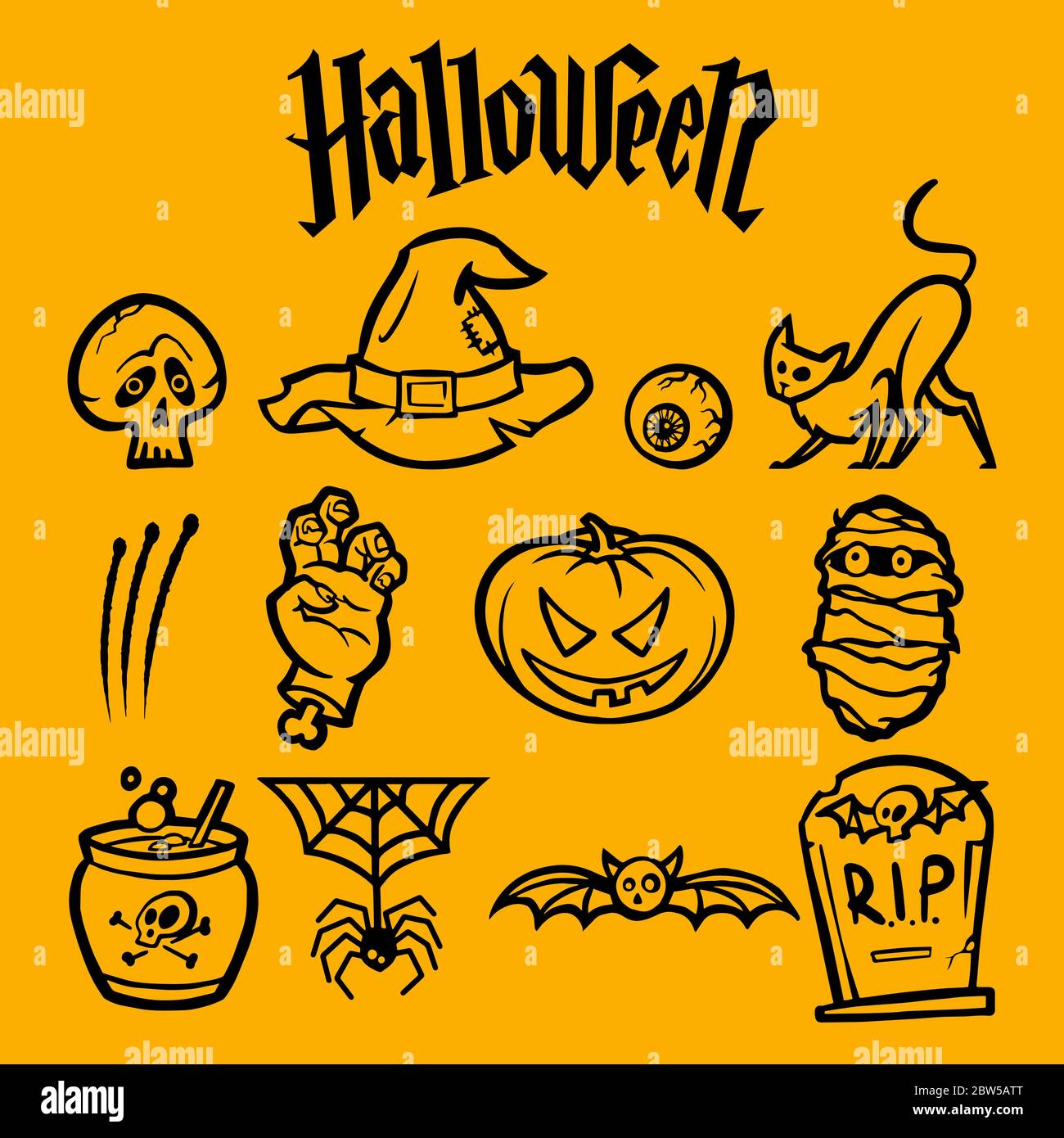 Halloween sticker pack. Linear icons Stock Vector Image & Art Alamy