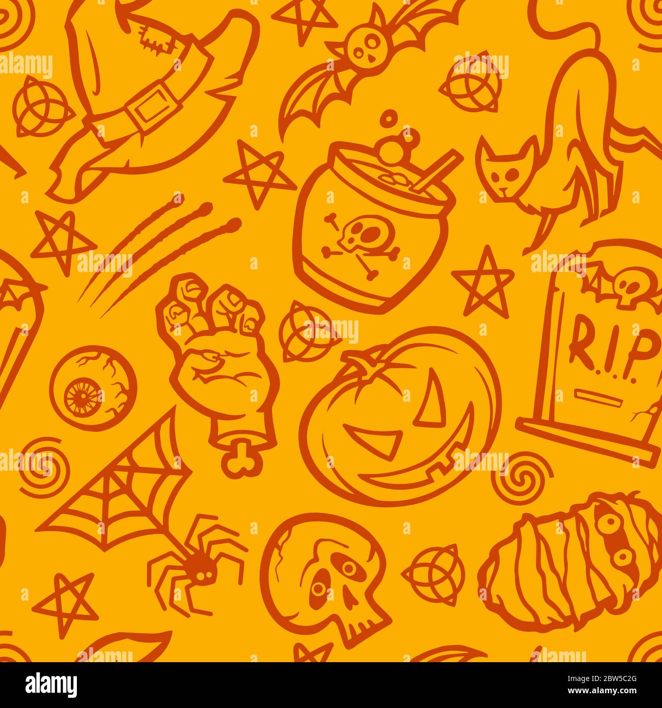 Halloween seamless pattern with pumpkins Stock Vector
