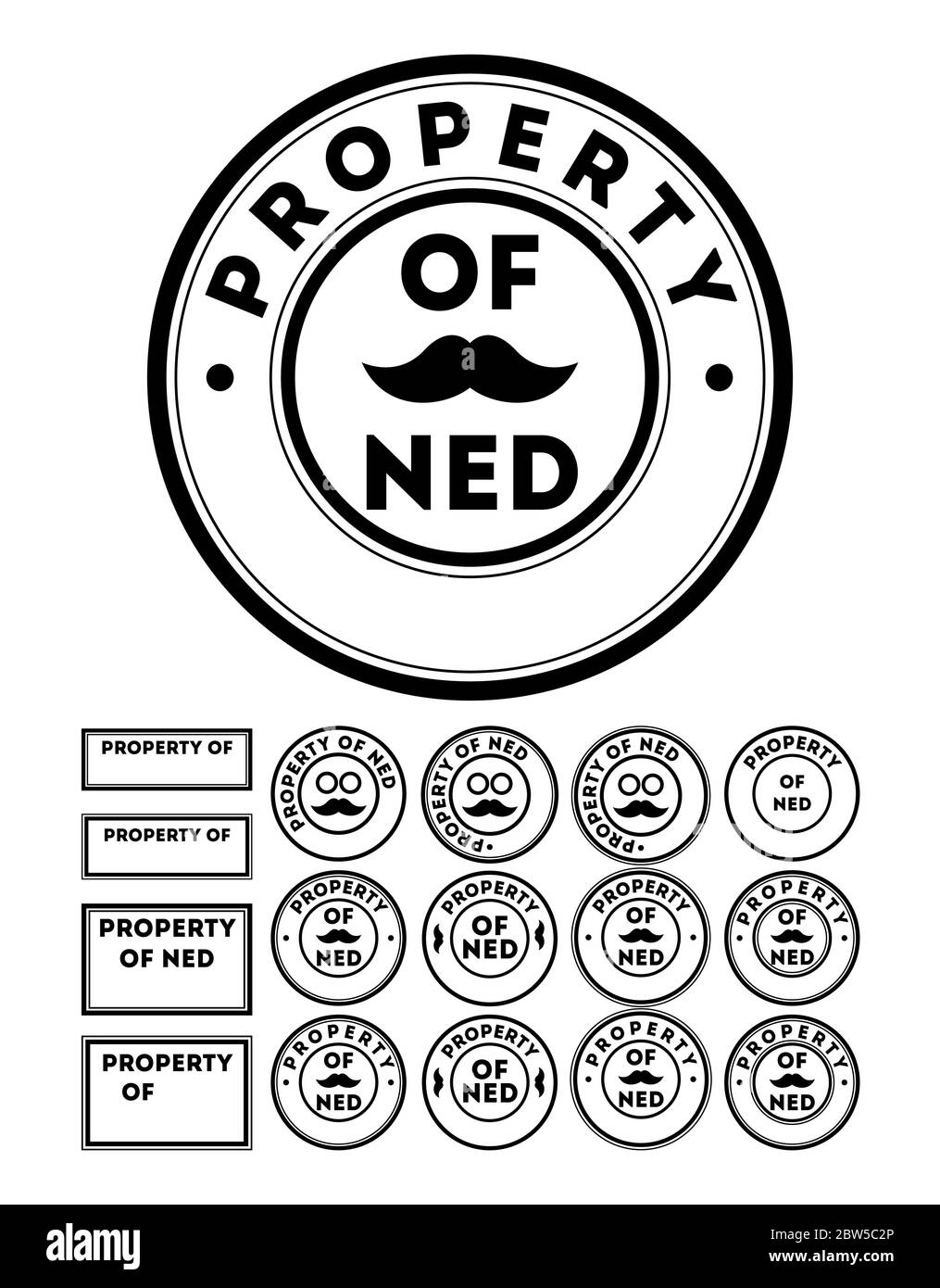 stamps and print property for print. Stock Vector