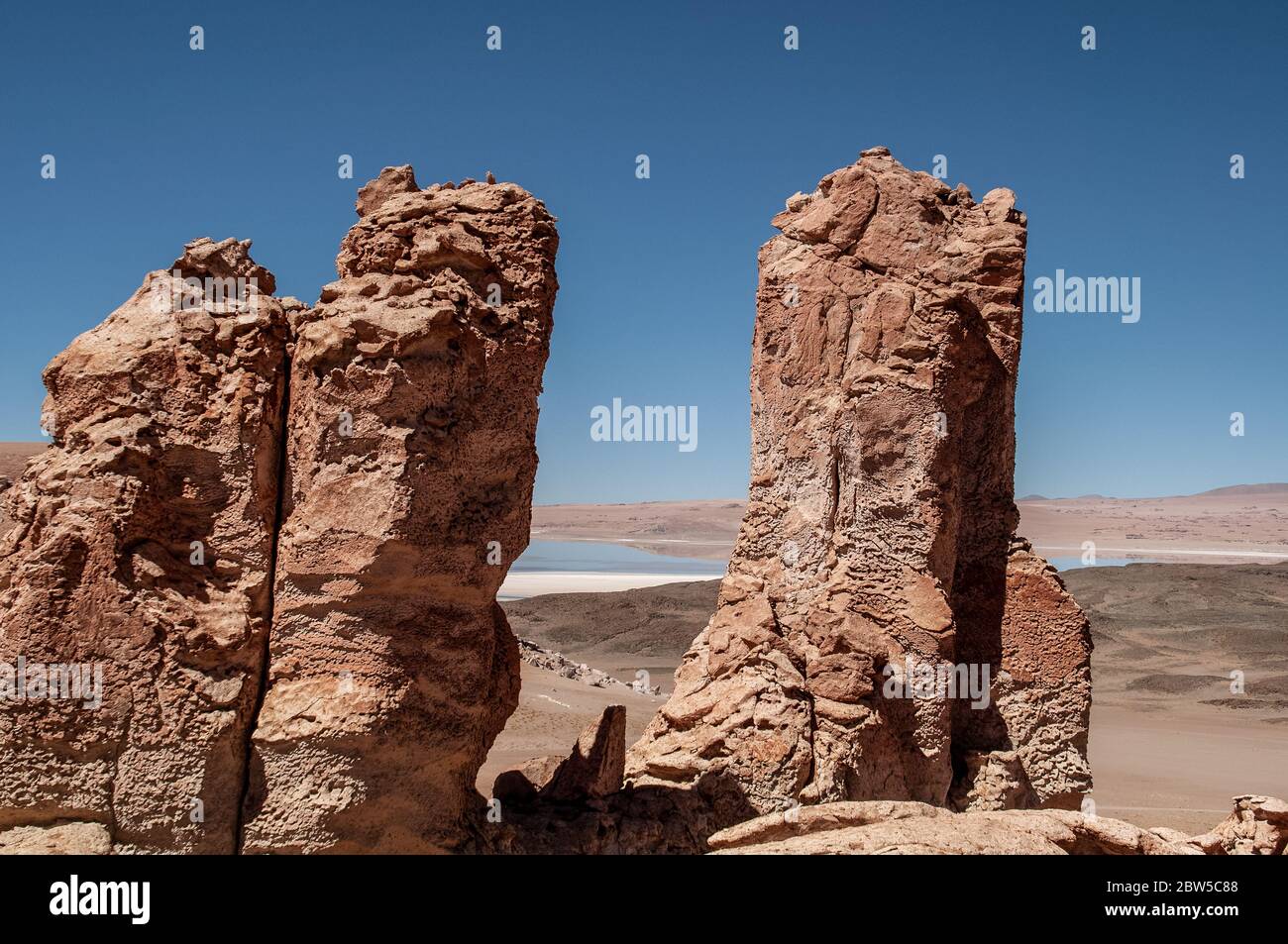 Lonesome rockets in Atacama desert in Chile Stock Photo
