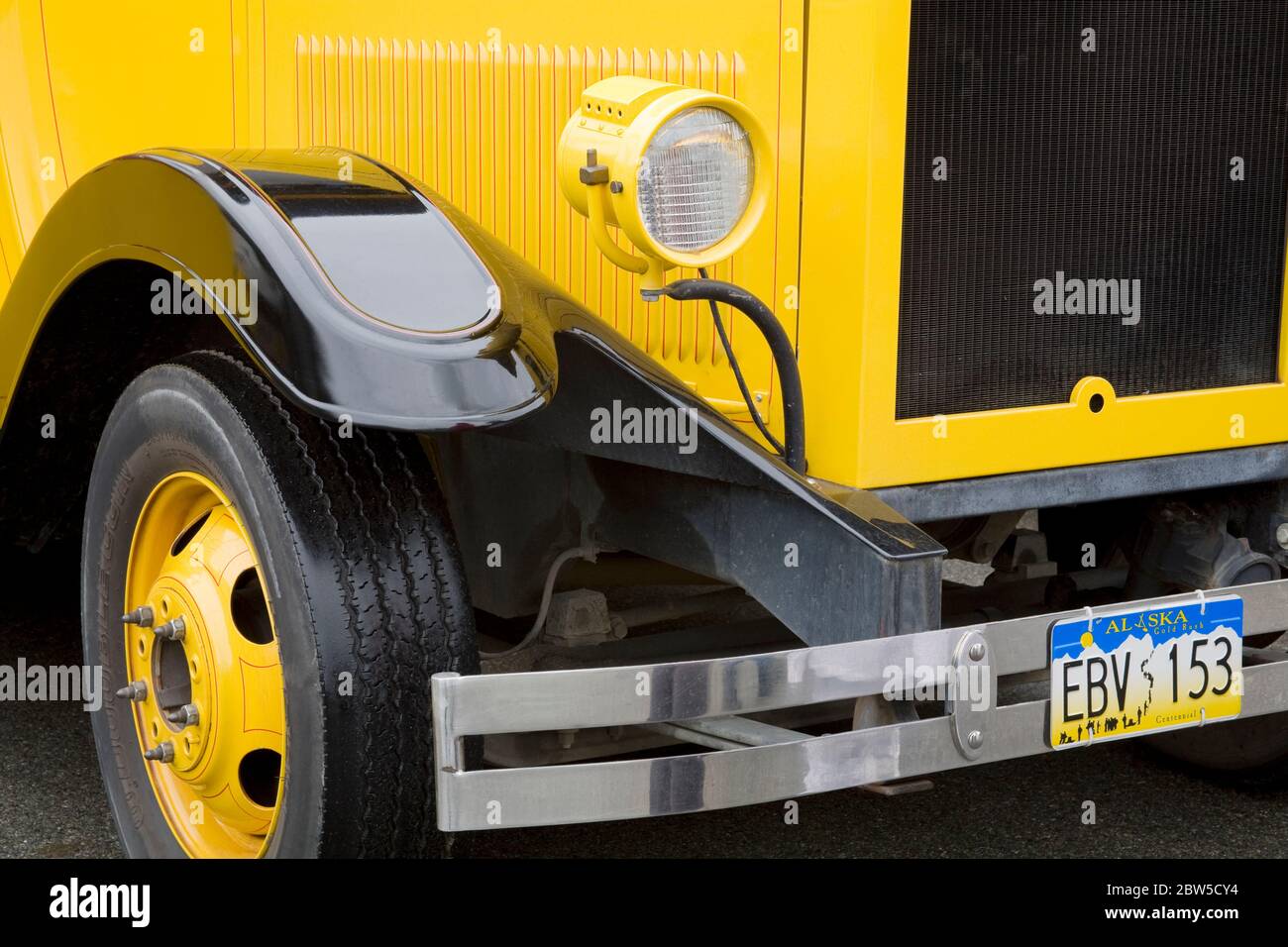 Skagway Alaska Street Car Tour Bus, Skagway, Southeast Alaska, USA