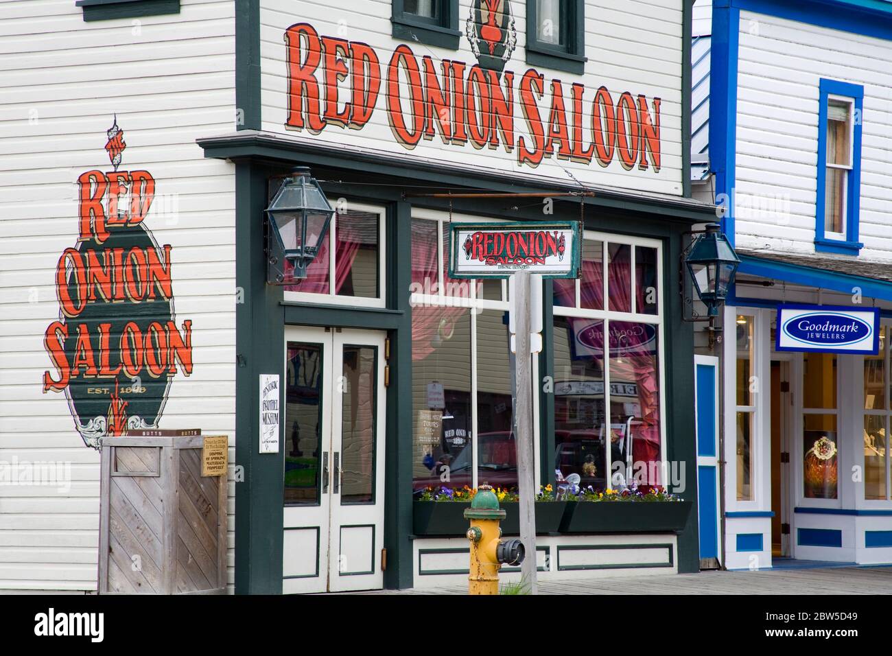 Red Onion Saloon on Broadway Street, Skagway, Southeast Alaska, USA Stock Photo