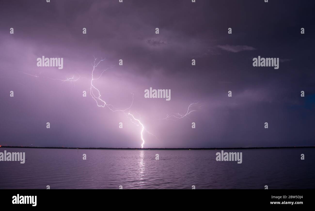 Lighting strikes during a thunderstorm Stock Photo - Alamy