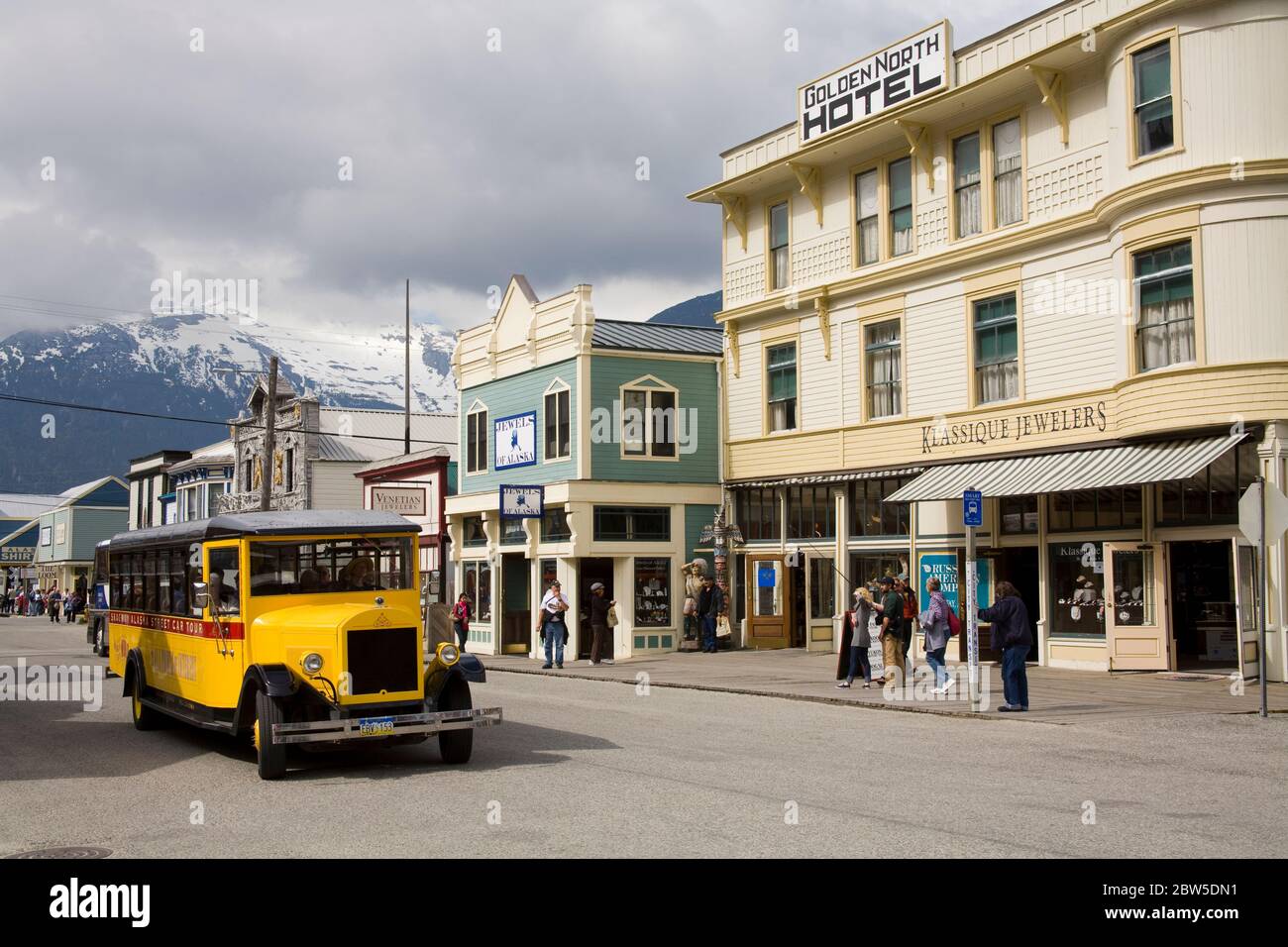 Alaska Skagway Street Car, Skagway, Southeast Alaska, USA Stock Photo