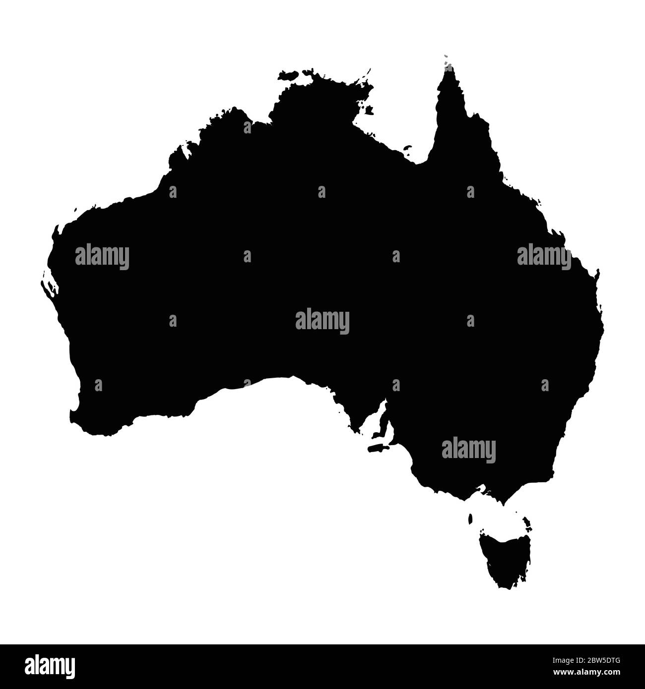 Vector map Australia. Isolated vector Illustration. Black on White background. EPS 10 Illustration. Stock Vector