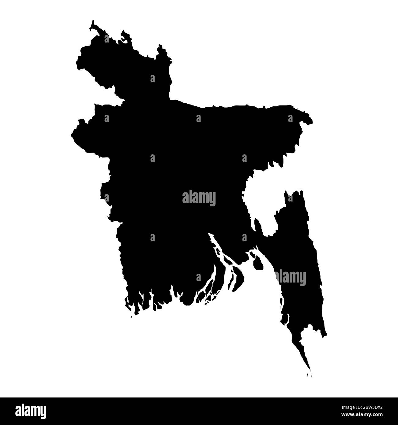 Vector map Bangladesh. Isolated vector Illustration. Black on White background. EPS 10 Illustration. Stock Vector