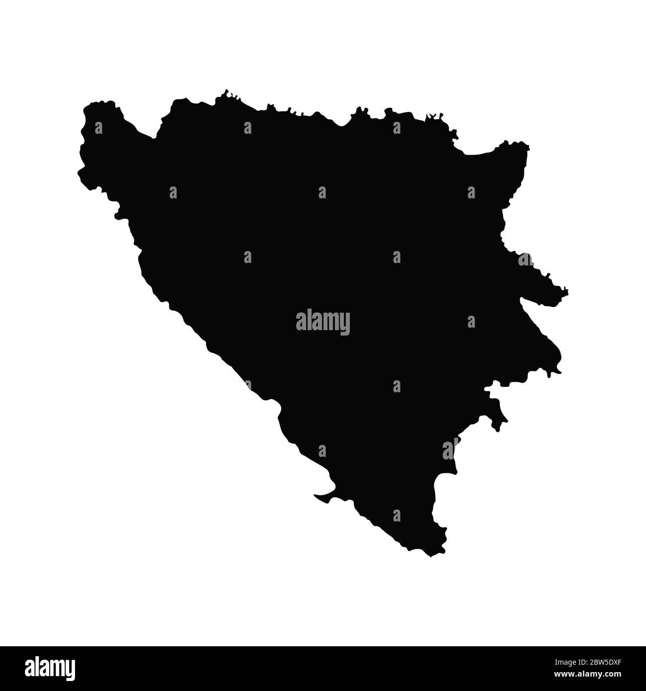 Vector map Bosnia and Herzegovina. Isolated vector Illustration. Black on White background. EPS 10 Illustration. Stock Vector