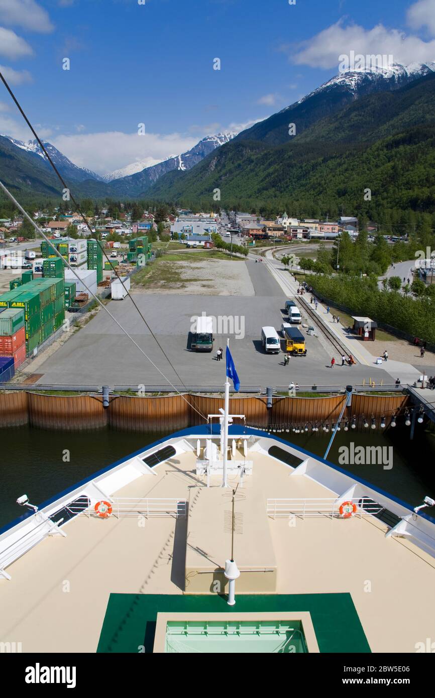 Cruise Ship in Broadway Dock, Skagway, Southeast Alaska, USA Stock