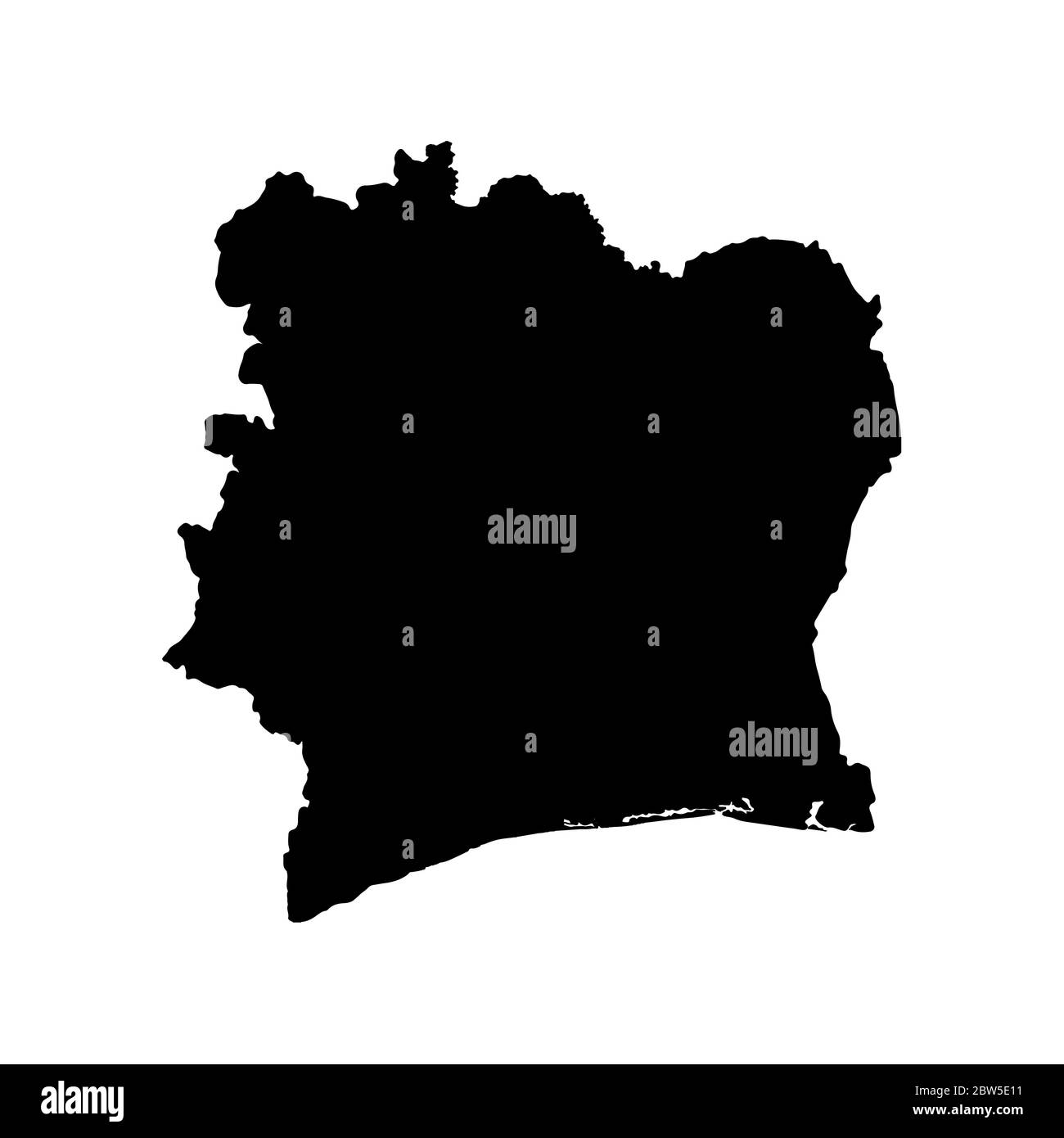 Vector map Cote d'Ivoire. Isolated vector Illustration. Black on White background. EPS 10 Illustration. Stock Vector