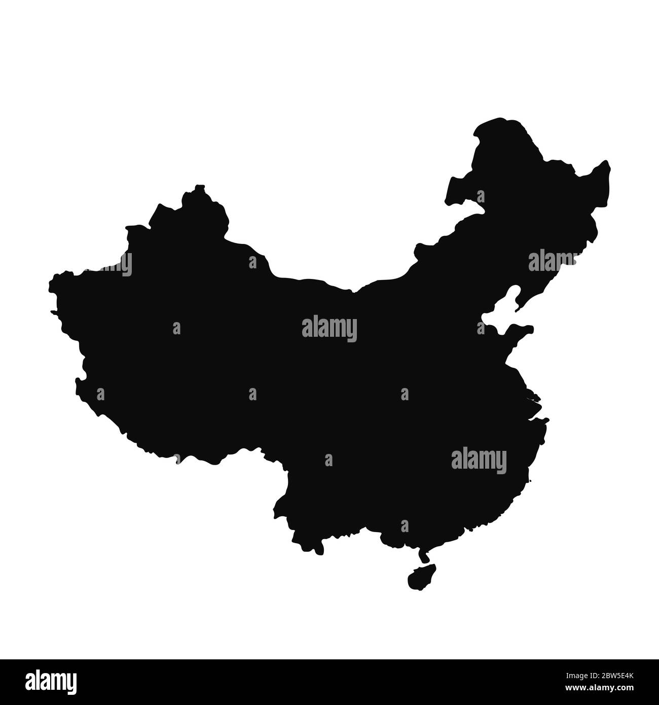 Vector map China. Isolated vector Illustration. Black on White background. EPS 10 Illustration. Stock Vector