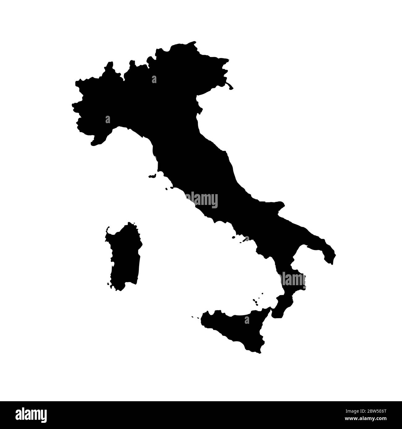 Vector map Italy. Isolated vector Illustration. Black on White background. EPS 10 Illustration. Stock Vector