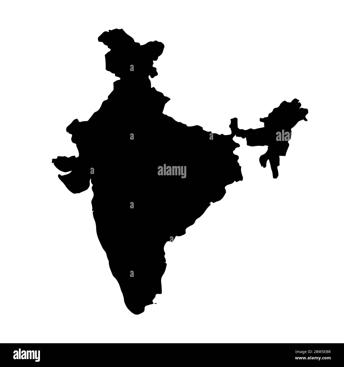 Vector map India. Isolated vector Illustration. Black on White background. EPS 10 Illustration. Stock Vector