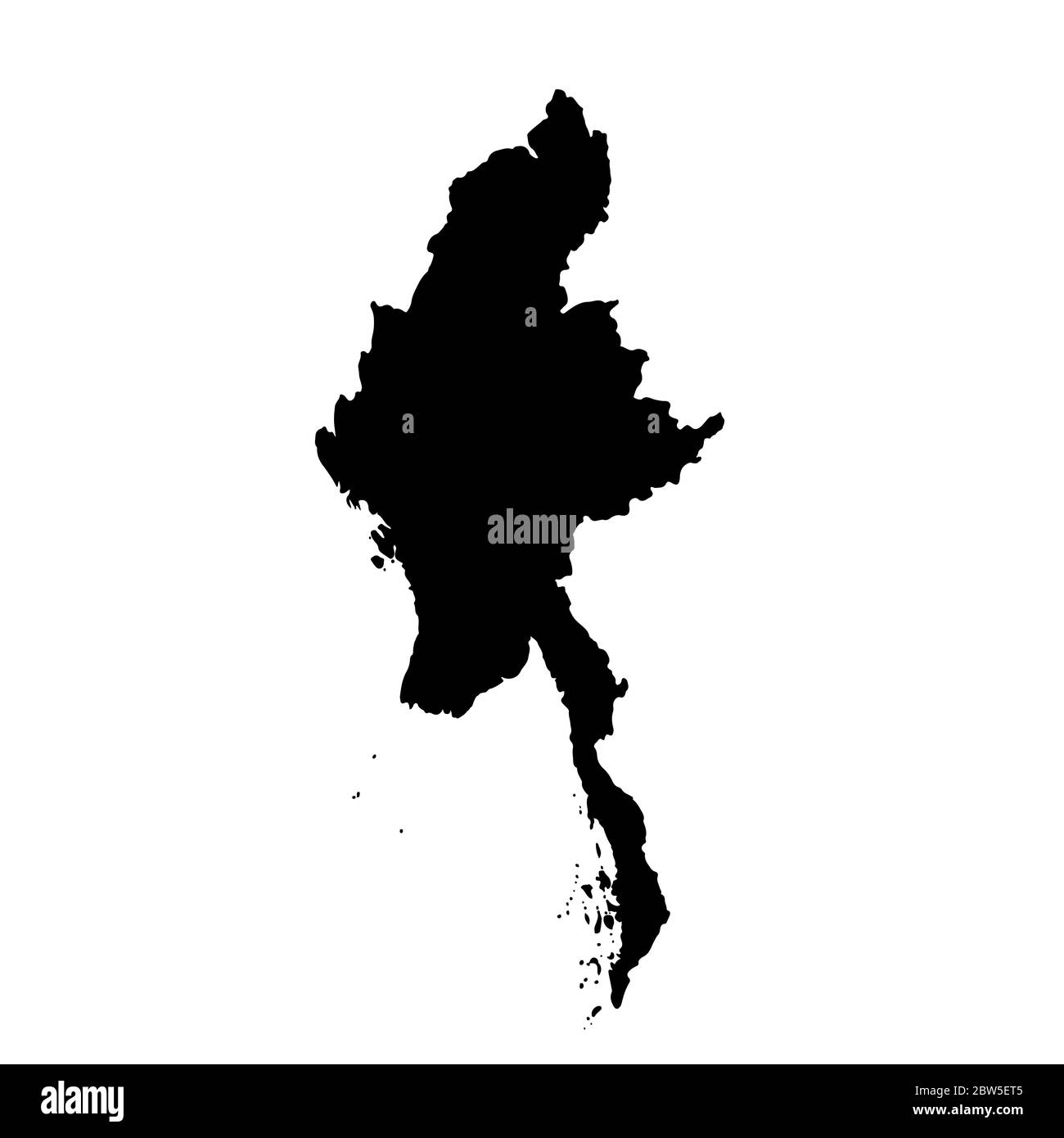 Vector map Myanmar. Isolated vector Illustration. Black on White background. EPS 10 Illustration. Stock Vector