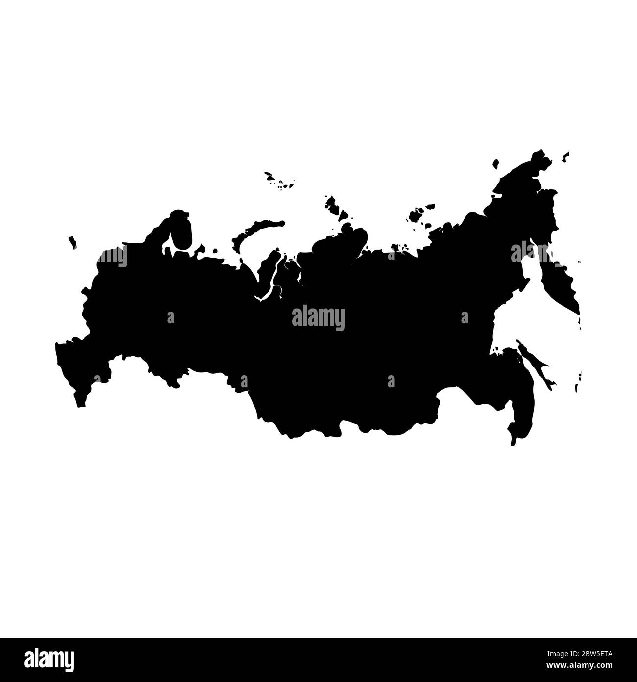Vector map Russia. Isolated vector Illustration. Black on White background. EPS 10 Illustration. Stock Vector