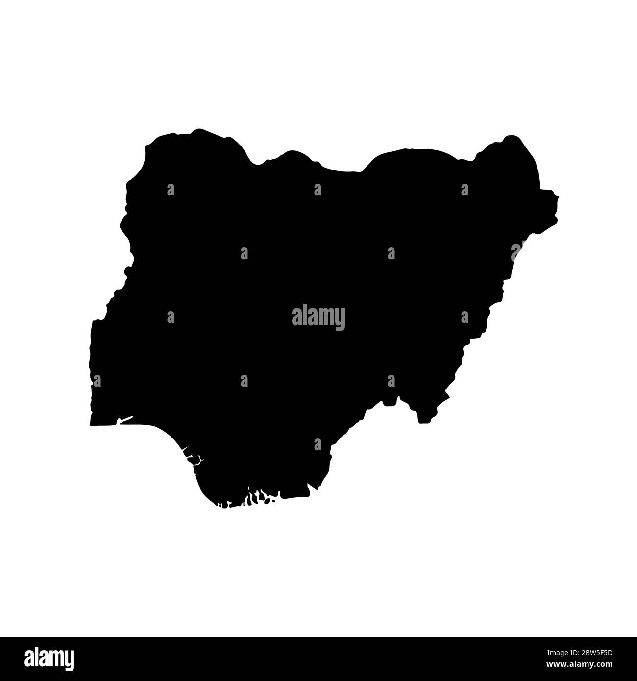 Vector map Nigeria. Isolated vector Illustration. Black on White background. EPS 10 Illustration. Stock Vector