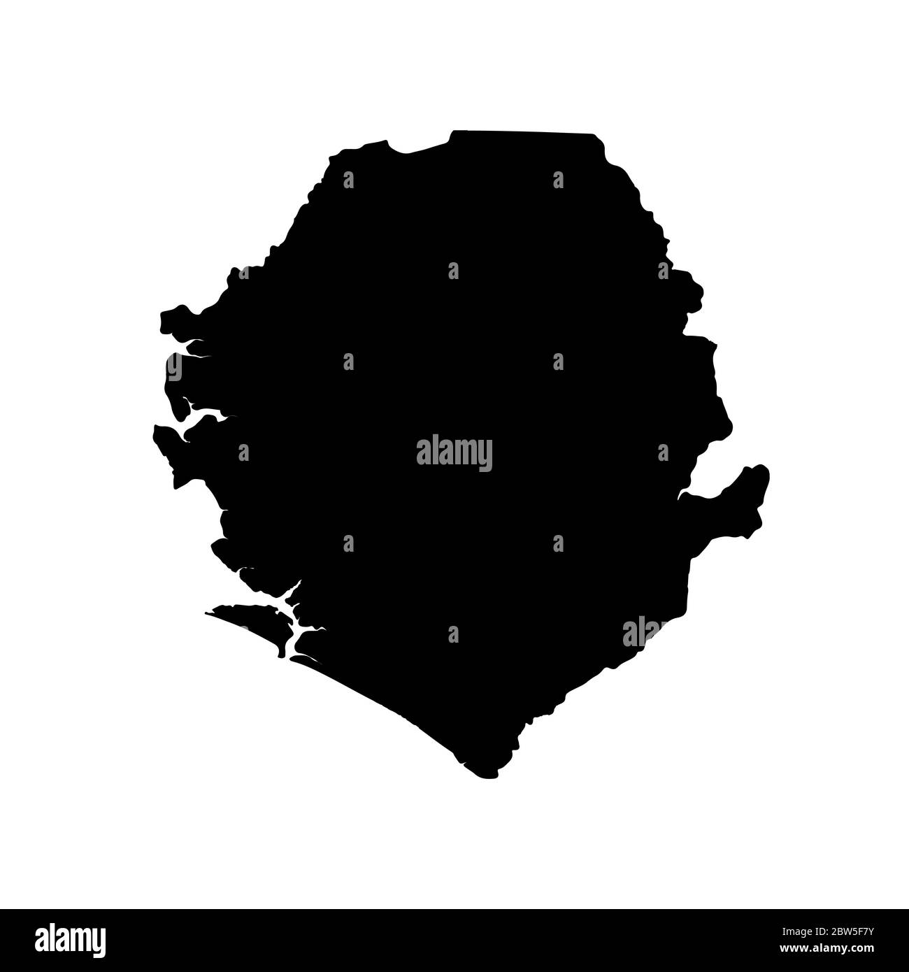 Vector map Sierra Leone. Isolated vector Illustration. Black on White ...
