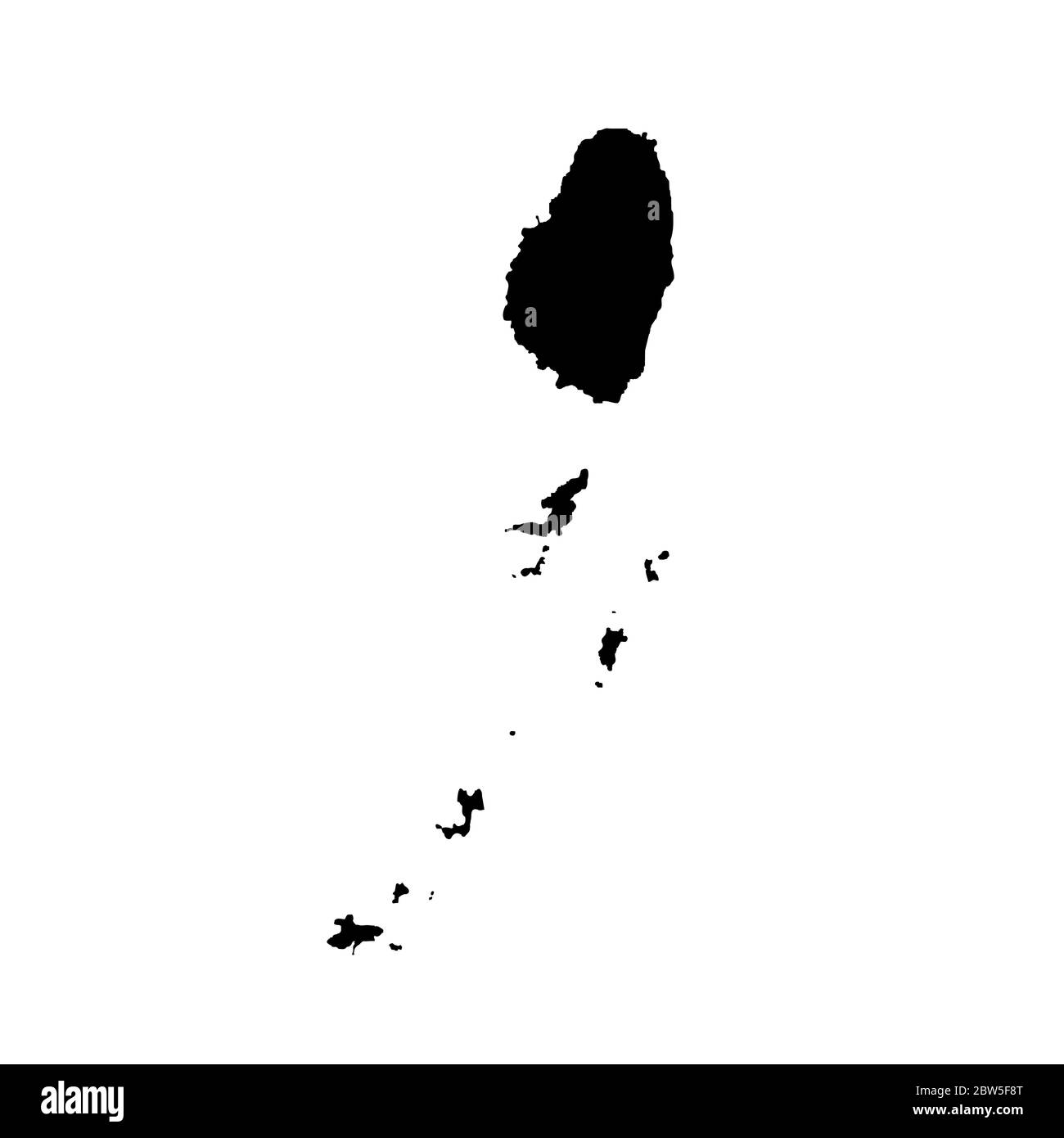 Vector map Saint Vincent and the Grenadines. Isolated vector Illustration. Black on White background. EPS 10 Illustration. Stock Vector