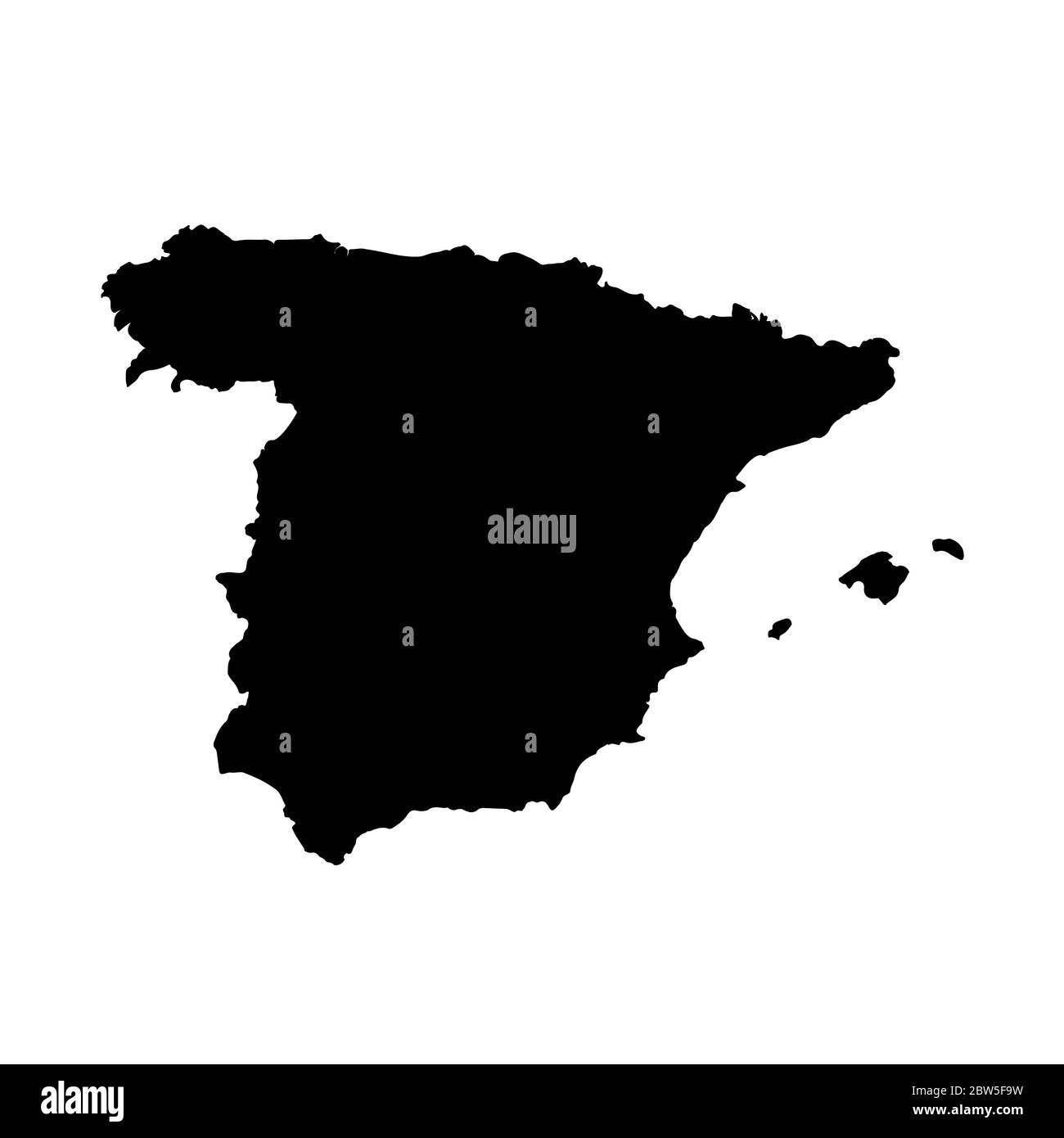 Vector map Spain. Isolated vector Illustration. Black on White ...