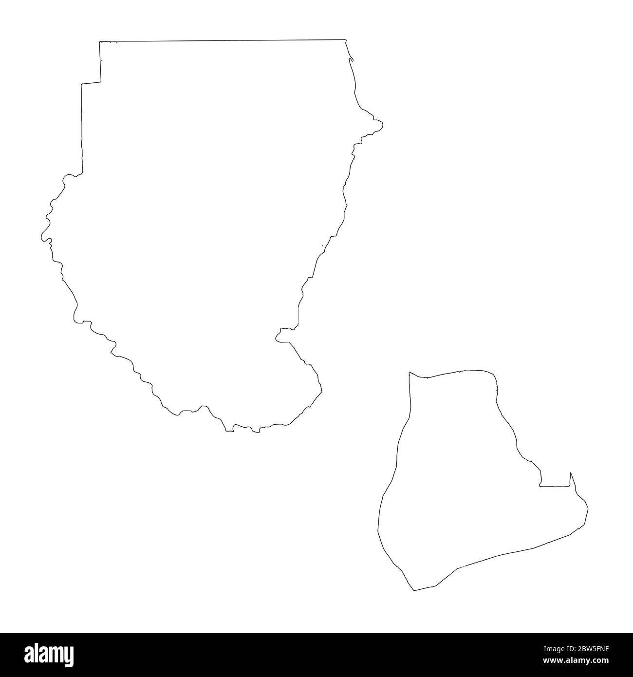Vector map Sudan and Khartoum. Country and capital. Isolated vector Illustration. Outline. EPS 10 Illustration. Stock Vector