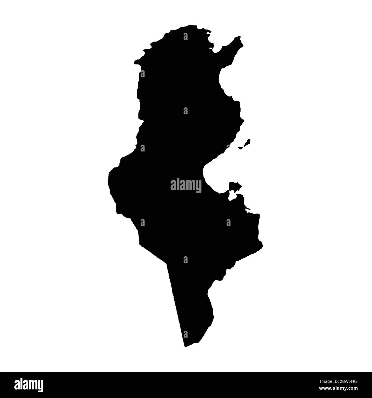 Vector map Tunisia. Country and capital. Isolated vector Illustration. Black on White background. EPS 10 Illustration. Stock Vector