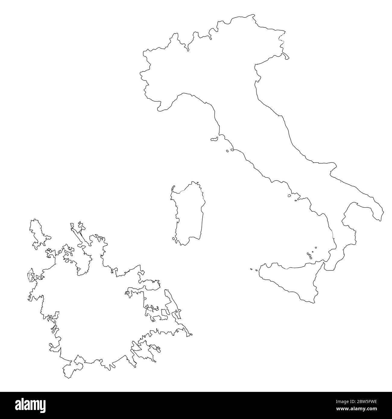 Vector map Italy and Rome. Country and capital. Isolated vector Illustration. Outline. EPS 10 Illustration. Stock Vector