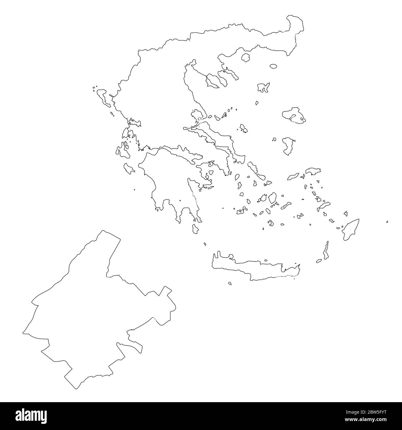 Vector map Greece and Athens. Country and capital. Isolated vector Illustration. Outline. EPS 10 Illustration. Stock Vector